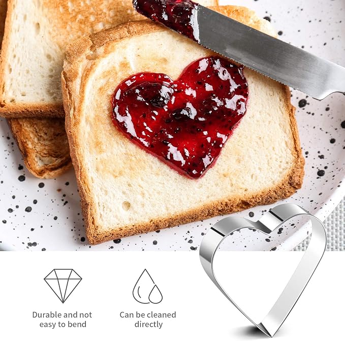 Patelai 5 Pcs Heart Shape Cookie Cutter Set 5 Size Small Heart Cookie Cutter for Valentine's Day Love Shaped Mold for Sandwiches, Biscuit (3.15" 2.76" 2.36" 1.57" 1.18")