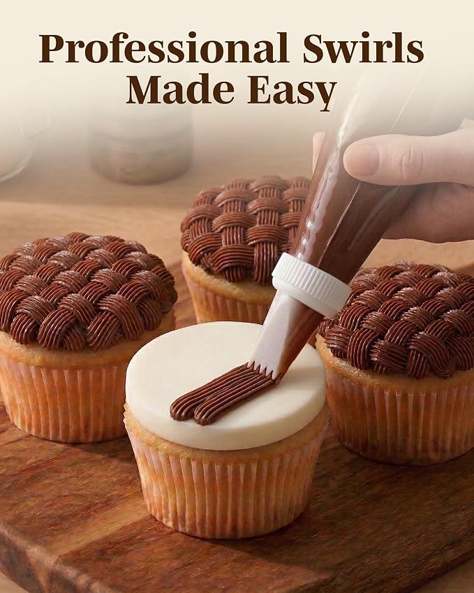 Reusable Plastic Piping Tips - Standard Basketweave Tip #47 20 Pack Icing Nozzles Food Grade Plastic Cake Decorating Tool Kit, Baking Supplies and Piping Bags, Base Ø 0.75" Height 1.25"