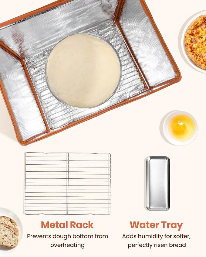 Foldable Bread Proofing Box with 68–132°F Temp Control, 0-99H Timer，Dough Proofer with Metal Rack and Water Tray |Proofing box for sourdough bread baking，Pizza,Kombucha,Yogurt.