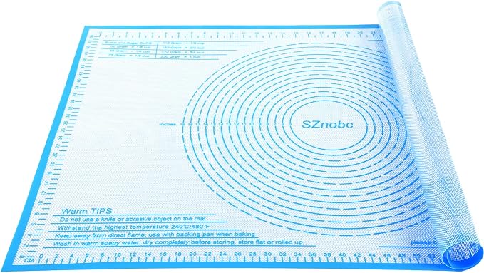 Silicone Pastry Mat 36x24 Inch Nonstick Baking Mat Perfect for Dough Mat, Pastry Board, Kitchen Counter Mat - For Dough, Pastry, Pie Crust, Fondant, Cookies, Bread, Pasta/Pizza, Blue