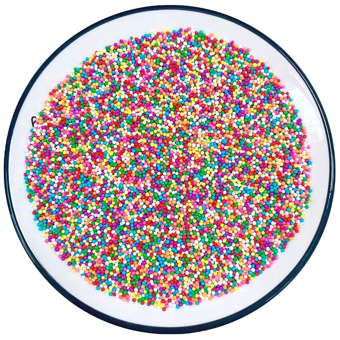 Sentovac Edible Rainbow Nonpareils Sprinkles 2mm Colorful Mini Peals Sprinkle for Cake Decorating Sugar Candy Baking Cookie Cupcake Topper Decorations Wedding Party Valentine Supplies