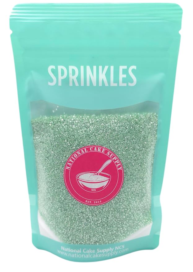 NCS Pearlized Green Coarse Sanding Sugar, Sparkling Decorating Sugar for Baking & Drink Rims, 7 oz