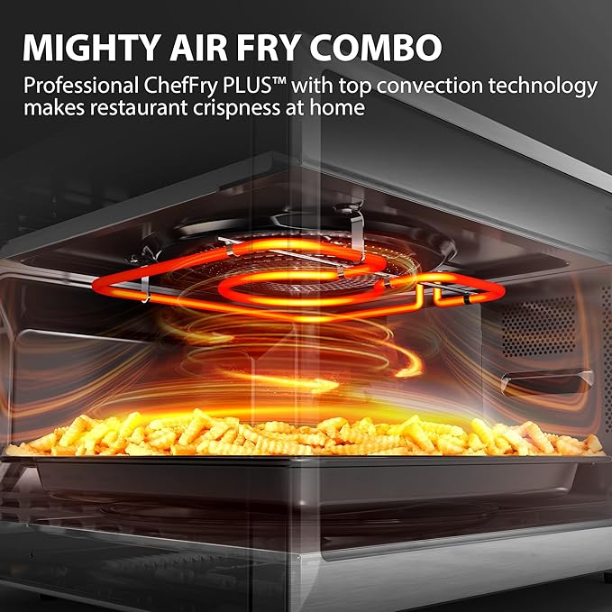 TOSHIBA OptiChef PRO MAX Air Fryer Combo Microwave Oven with 2.4-Inch Color Screen, Origin Inverter Technology, Smart Sensor, Compatible with Alexa, 1100W, 1.3 Cu.Ft, Silver ML2-STC13SAIT(SS)
