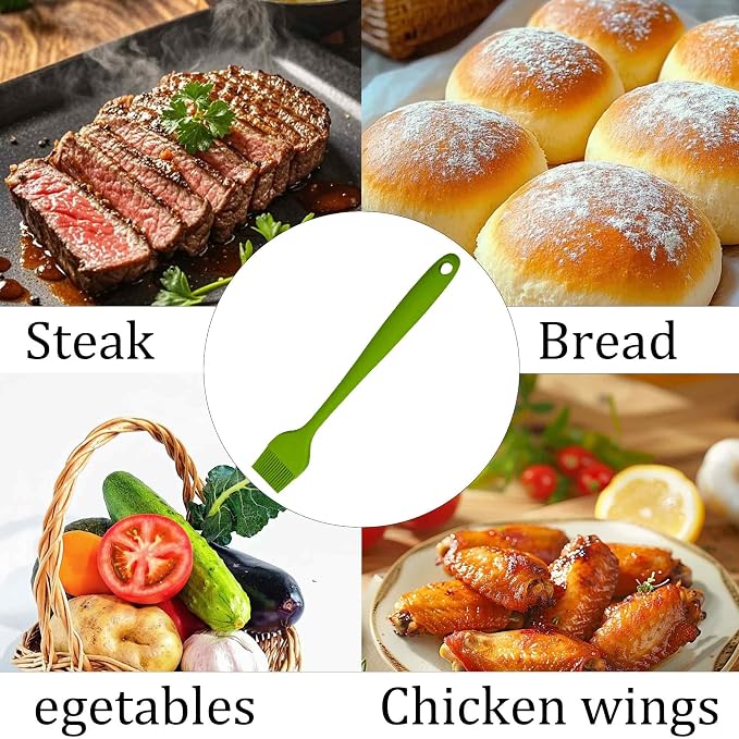 4PCS Heat Resistant Silicone Basting Brushes Cooking Brush, BPA Free Pastry Brush with Soft Bristles for Oil Butter Sauce BBQ Grill Kitchen Baking Dishwasher Safe(Green)