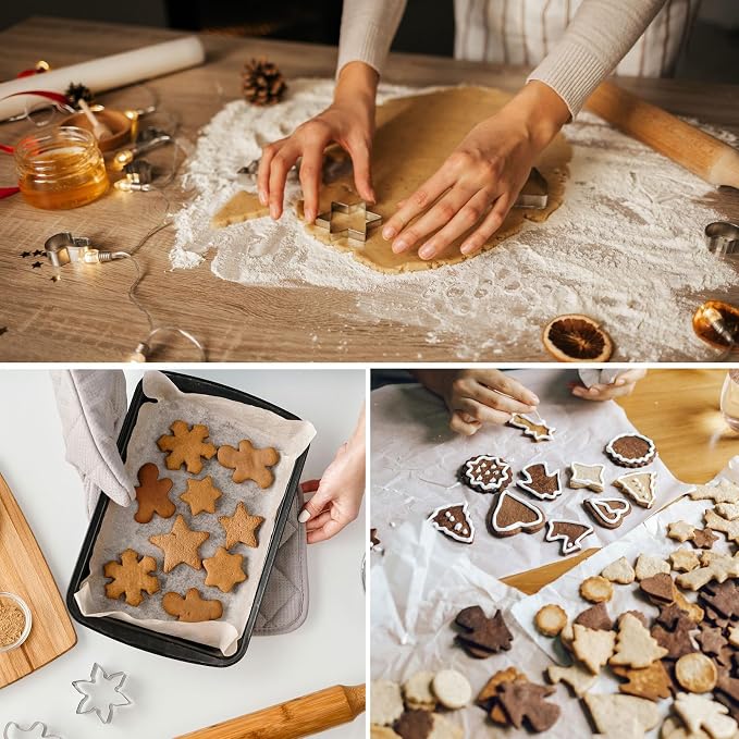 HARFINGTON 3Pcs Star Cookie Cutters Set Assorted Sizes Stainless Steel Five-Pointed Star Cookie Cutters Biscuit Mould for Pastry Fondant Cake Cookie