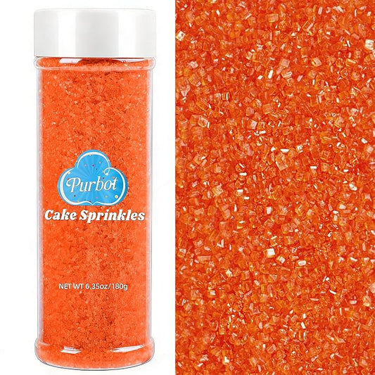Orange Sprinkles Sanding Sugar for Baking, 6.35oz/180g Edible Sparkling Sugar Crystals, Decorating Sugar Sprinkles for Cakes Cupcakes Cookies Ice Cream