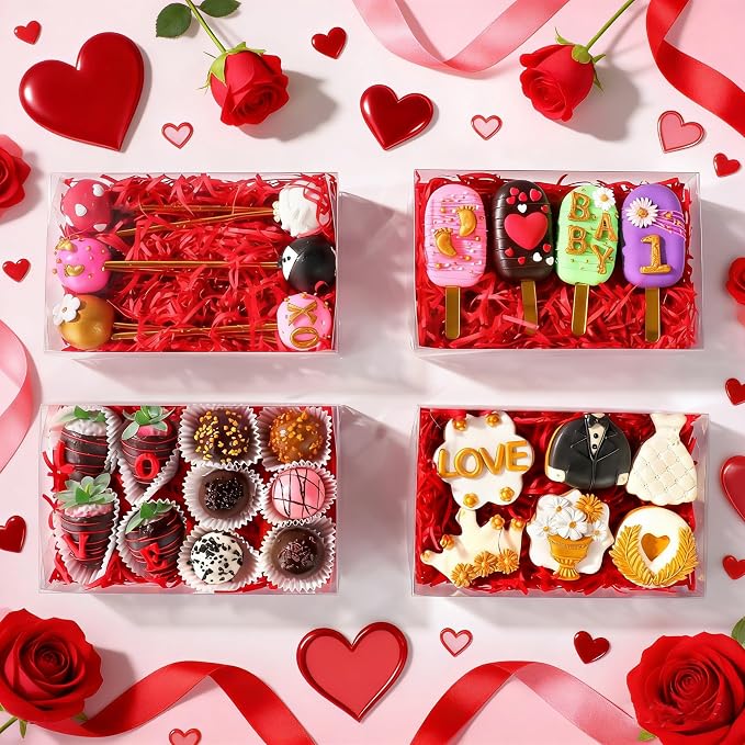20Pack 8x5x2Inches Full Clear Cookies Boxes Bakery Boxes Strawberries Boxes Chocolate Bomb Cakesickle Mini Cake Cinnamon Roll Box