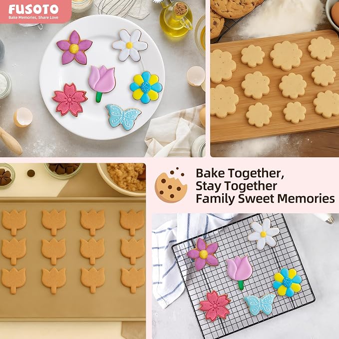 FUSOTO 6PCS Butterfly Cookie Cutters Set, 3 Inches Butterfly Shaped Cookie Cutter, Stainless Steel Cookie Cutters for Baking, Butterfly Shapes Baking Tool for Homemaking Cookie,Biscuits,Dough