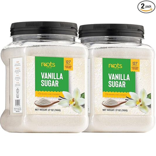 Roots Circle Vanilla Sugar | Baking, Cooking, Coffee, Desserts, Cocktails | Ideal for Cakes, Crème Brulee, Ice Cream & Shakes | 1.68 lb (Pack of 2)