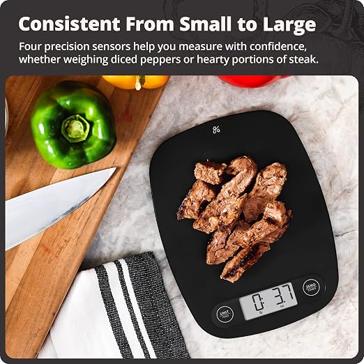 Greater Goods Food Scale – Digital Kitchen Scale, 1g Precision, Easy-Tare & Quick Conversion, Slim Compact Design, Durable & Portable | Ideal for Cooking, Baking & Meal Prep (Matte Black)