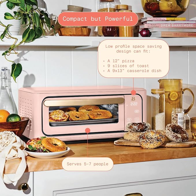 Infrared Air Fry Toaster Oven 9 Slice, 1800W Countertop Oven with Convection & Air Fry Functions, Digital Touch Display, Multi Cooking Modes for Baking, Broiling & Reheating (Rose)
