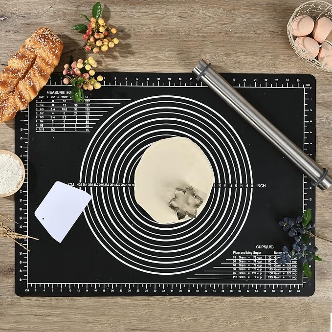 Super Kitchen Non-Slip Silicone Pastry Mat 28 x20 for Non Stick Baking Mats, Countertop Placemats, Dough Rolling, Kneading/Fondant/Pie Crust Pad