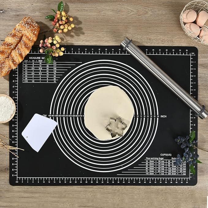 Non-Slip Silicone Pastry Mat Jumbo 31''by 24'' for Non Stick Baking Mats, Table/Countertop Placemats, Dough Rolling, Kneading/Fondant/Pie Crust Pad by Super Kitchen