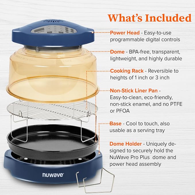 Nuwave Pro Plus 2 Infra-Red Oven, Countertop, Convection, Cook Fresh or Frozen, No Defrosting or Preheating, Cook Healthy, 360 Surround Heat, Adjustable Temps, 100 Presets, 50 Memory, Tough Power Dome