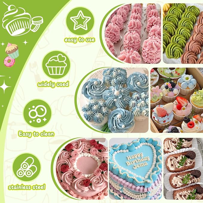 FANTEXY Dessert Decorating Syringe Set, Stainless Steel Icing Piping Kit | Cake Decorating Tools, 6 Piping Icing Nozzles, Cupcake Decorating Kit