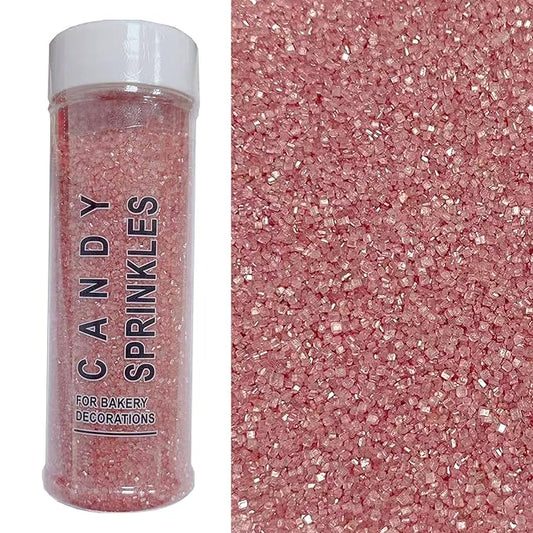 PhilaeEC Rose Gold Sanding Sugar Edible Sparkling Crystals for Baking Cake Decoration Cookie Ice Cream Cupcake Toppers Wedding Party Valentines Halloween Christmas Supplies 5oz