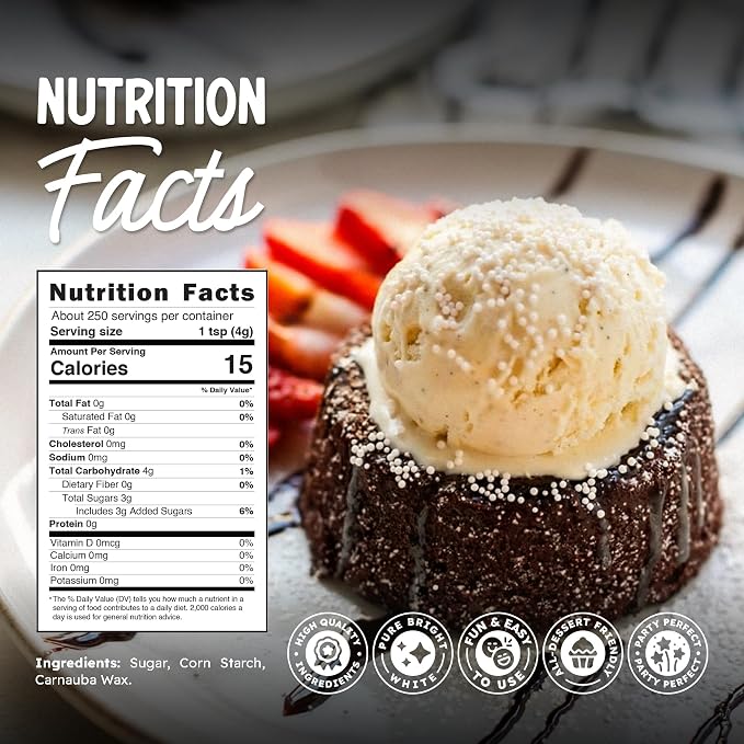 Snackathon Sprinkles for Baking & Decorating, White Nonpareils, 2.2 LB Resealable Bag, Bulk White Sugar Dot Sprinkles for Cakes, Ice Cream, Cupcakes, Cake Pops & Dessert Toppings