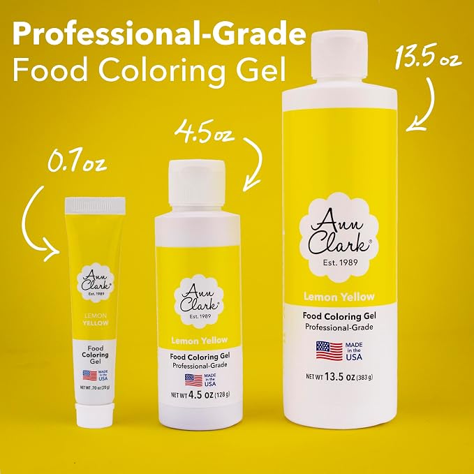 Ann Clark Lemon Yellow Food Coloring Gel Extra Large 13.5 oz Professional Grade Made in USA