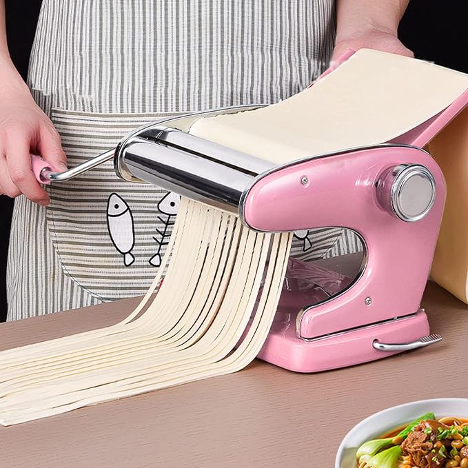 Manual Pasta Maker Machine 6 Adjustable Gears Hand Crank Noodle Press for Lasagna Fettuccine Dumpling Wrapper Dough Sheeter (Suction Cup Type 3 Blade)