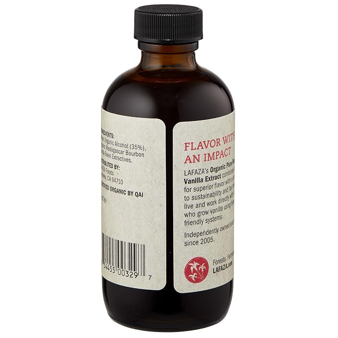 Lafaza Organic Pure Madagascar Bourbon Vanilla Extract, All-Natural (4 fl oz)