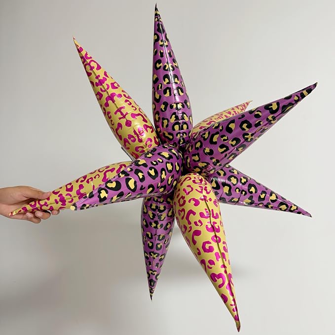 2Pcs 32 Inch Leopard Explosion Star Cheetah Print Balloons/Y2K Party Decor for Girls Birthday, Spa Day, Baddie, Pop Art or Glam Party/Photo Backdrop for Teen Girls Trendy (Pink+ purple leopard print)