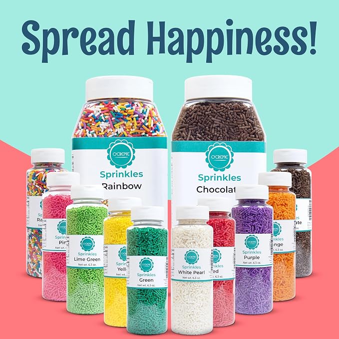O’Creme Chocolate Sprinkles – 25oz for Cake Decorating – Kosher Pastel Sprinkles for Cupcakes, Cookies, Cakes, Ice Cream – Easy-Pour Jar
