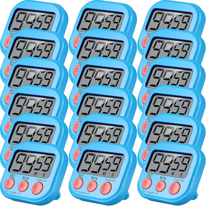 Leumoi 24 Pcs Digital Kitchen Timers Bulk Timer for Classroom Small Magnetic Timer On/Off Switch Countdown Loud Alarm for Cooking School Student Teacher Exercise Training Baking Work(Blue)