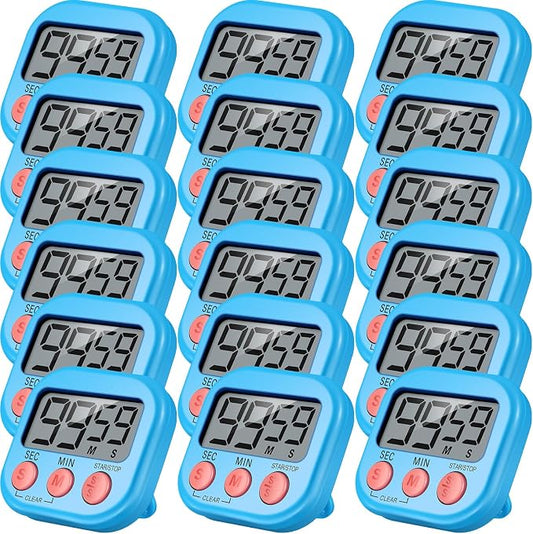 Leumoi 24 Pcs Digital Kitchen Timers Bulk Timer for Classroom Small Magnetic Timer On/Off Switch Countdown Loud Alarm for Cooking School Student Teacher Exercise Training Baking Work(Blue)