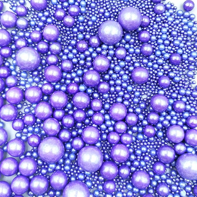 Edible Pearl Sugar Sprinkles Purple Candy Mixing Size Baking Edible Cake Decorations Cupcake Toppers Cookie Decorating Celebrations Wedding Valentines Easter Halloween Christmas Supplies 120g/ 4.23oz