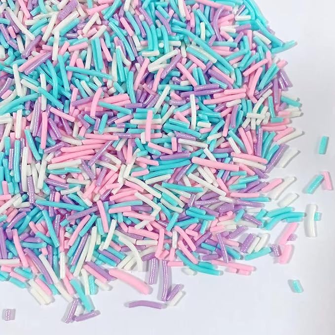 Sentovac Mermaid Jimmies Sprinkles Edible for Cake Decorating Pink Purple Blue White Sprinkles Sugar Candy Cookie Cupcake Topper Ice Cream Baking Decorations Supplies 3.35oz