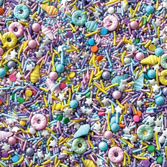Fancy Sprinkles Sweet Spot Sprinkles | Donut & Ice Cream Shaped Candy Sprinkle Mix | Pastel Rainbow | Cake, Cupcake & Cookie Decorating | Kids Birthday & Summer | 1 Pack (0.5c)
