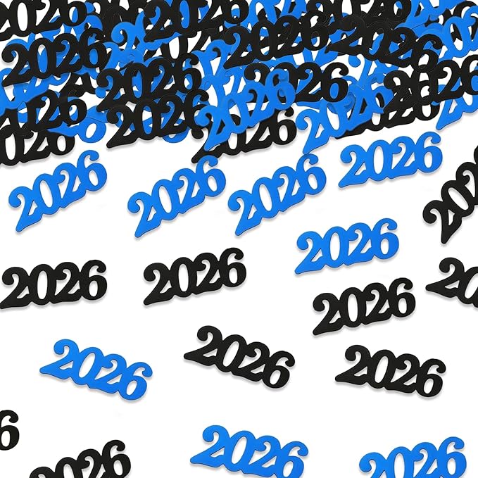 Graduation Confetti 2026, Congrats Grad Confetti Class of 2026, 60g Blue Black Glitter Graduation Table Centerpiece for Graduation Party Decorations Senior High School Celebration Party Supplies
