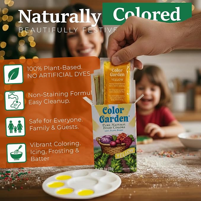 Color Garden Pure Natural Food Coloring, Yellow – 5 ct 1 oz | Plant-Based, Vegan, Non-Toxic Liquid Food Dye, Healthy Food Coloring
