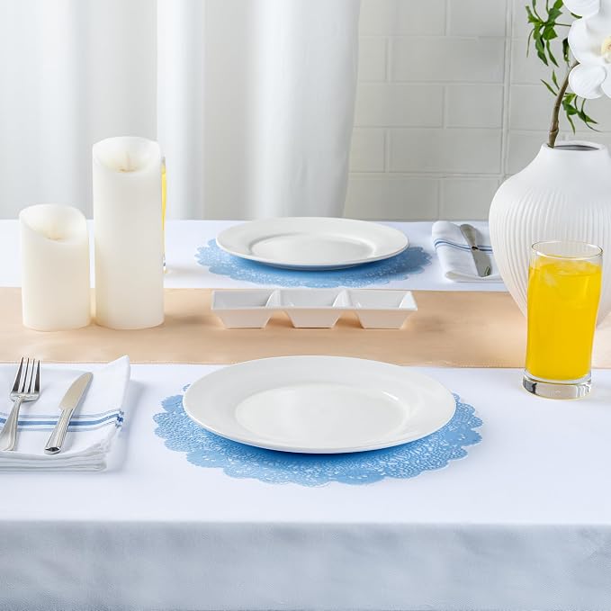Restaurantware-Pastry Tek 12 x 12 Inch Paper Lace Doilies, 4000 Disposable Table Doilies - Elegant Lace Finish, Long Lasting, Sky Blue Paper Placemat, for Pastries, Cupcakes, Desserts