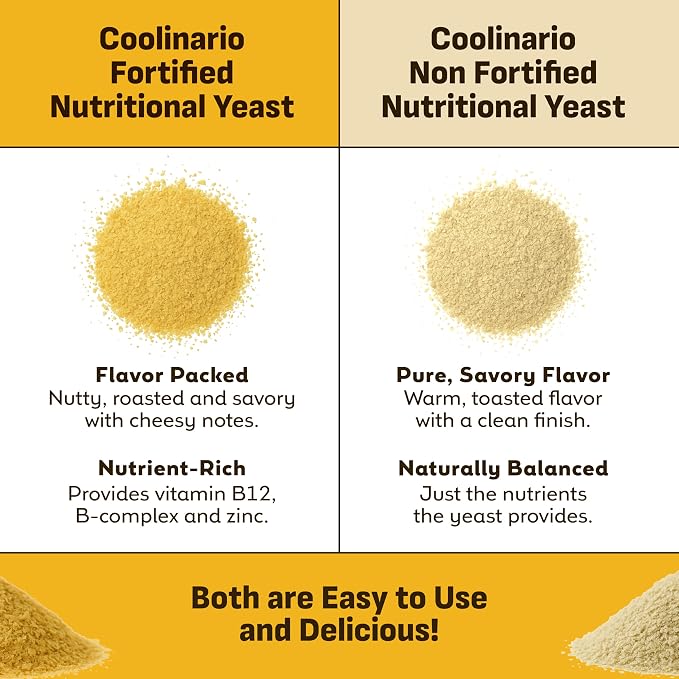 Coolinario Nutritional Yeast Flakes, Fortified (10 OZ) Vegan Seasoning | Savory Cheese-Like Flavor, Rich in B-Vitamins, B12, Protein & Fiber, Ideal for Pasta, Popcorn & Sauces, Gluten-Free