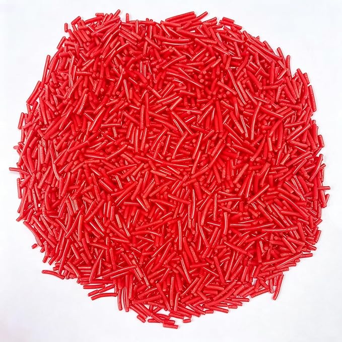 Sentovac Red Jimmies Sprinkles Edible for Cake Decorating Red Sprinkles Sugar Candy Cookie Cupcake Topper Ice Cream Baking Decorations Wedding Halloween Christmas Supplies 3.53oz