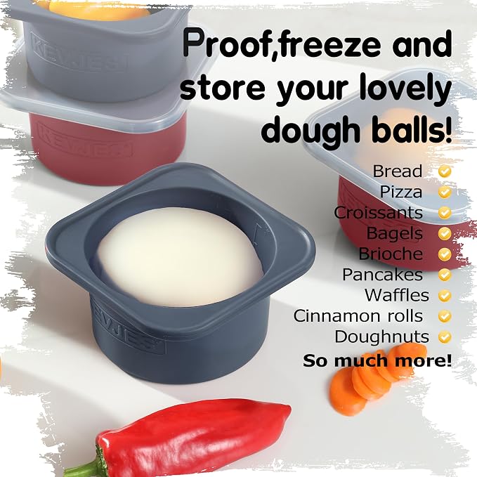 1000ml PLUS Individual Pizza Dough Proofing Containers with Airtight Lids – Food Grade Silicone, Freezer/Dishwasher Safe –Neapolitan Dough Rising & Fermentation – 2 Pack – 2 Pack (Blueberry)