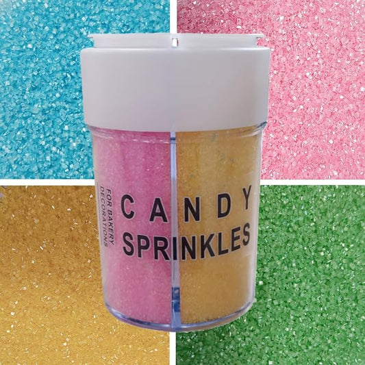 HeDeon&Rles Pink Yellow Blue Green Easter Sanding Sugar Crystals Edible Easter Sprinkle for Cake Decoration Icing Cookie Pancake Toppers Easter Christmas Valentines Day Supplies
