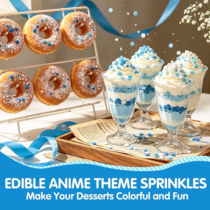 Edible Blue White Confetti Sprinkles,Round Sprinkle for Cake Decorating,Themed Edible Sugar Confettis,Princess Sugar Sprinkle Circular Candy for Baking,Cupcake Cookie Donut Desserts Decorations,Perfect for Baby Shower,Winter Frozen Baking Party Dessert...