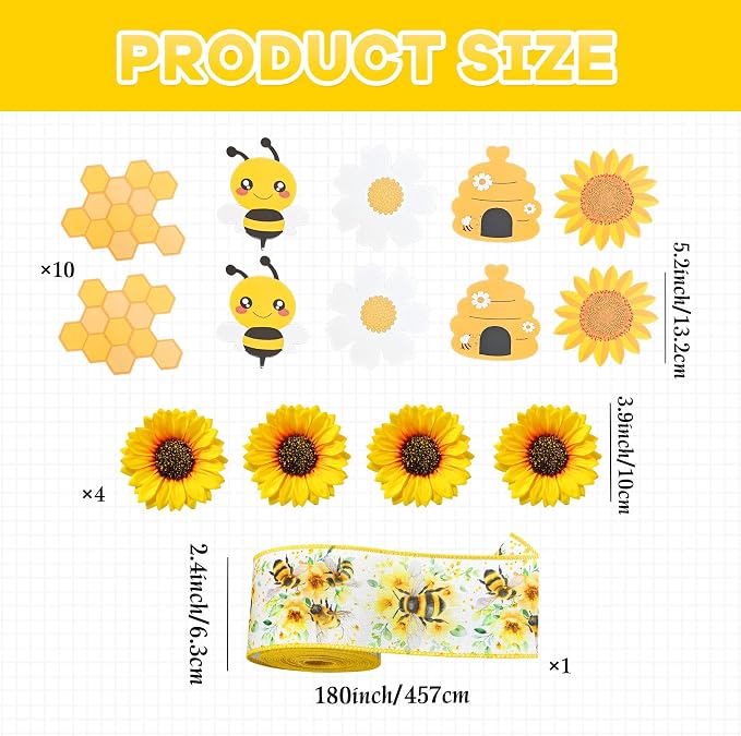 Honey Bee Baby Shower Diaper Cake Decorating Kit Party Supplies Gender Reveal Decorations Baby Shower Gifts Cake Topper Sweet As Can Bee Party
