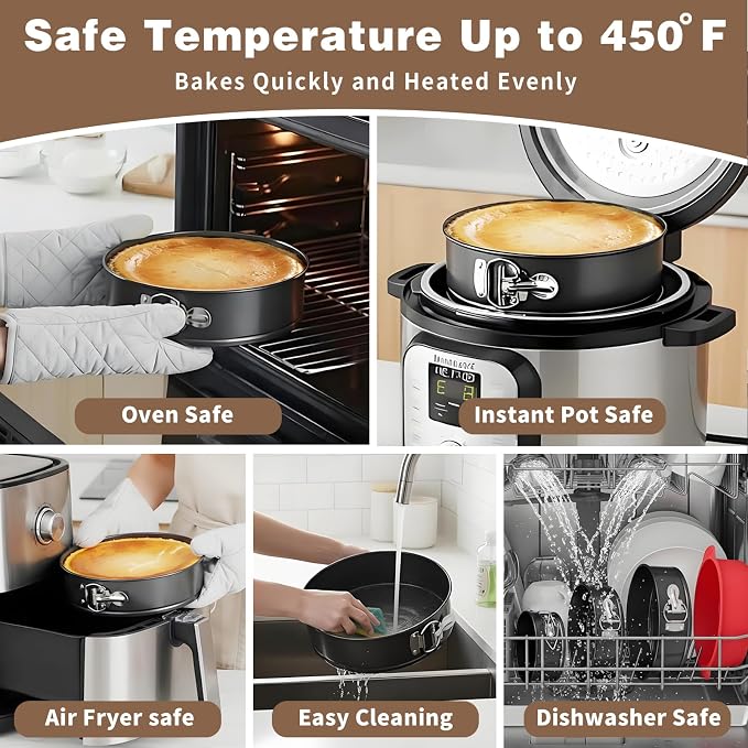 Nonstick 4 7 9 Inch Springform Pan Cheesecake Pan with Protector | Leakproof Spring Form Pan for Cheesecake, Spring Cheese Cake Pans for Baking with Removable Bottom and 50Pcs Parchment Paper