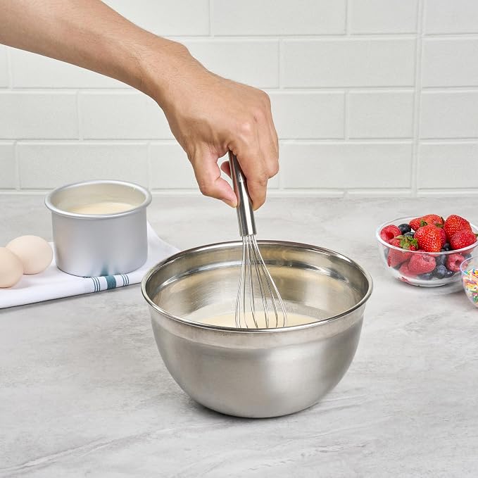Restaurantware 9 in Stainless Steel Wire Whisk - German Standard Kitchen Balloon Whisk with Ergonomic Handle, Dishwasher Safe - Durable French Whisk for Cooking, Mixing Thick Batter and Sauce