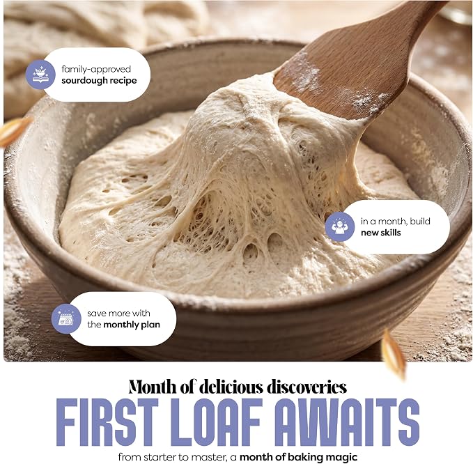 Baketivity Sourdough Starter Kit for Beginners with Jar & Feeding Tracker – Complete Sourdough Bread Making Kit, Glass Starter Jar, Tools & Guide, Family-Friendly Baking & Fermentation Kit