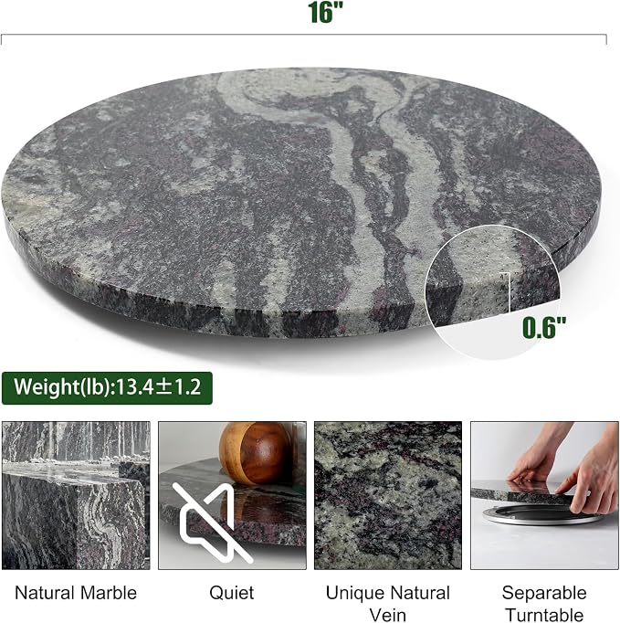 Marble Lazy Susan, 16 in Lazy Susan Turntable Organizer for Cabinet Pantry Kitchen Countertop Fridge Bathroom Makeup Vanity Countertop - Blue Fantasy