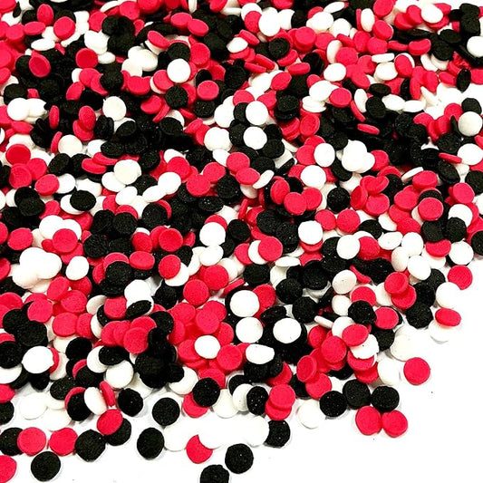 Homipooty Red and Black White Round Sprinkles for Cake Decorating 100g/3.5oz Edible Confetti Sprinkles Mix for Baking, Ice Cream Toppings, Cupcakes, Cookies, Donuts