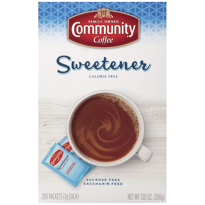Community Coffee Blue Sweetener Packets, 2,400 Count (200 Count Pack of 12)