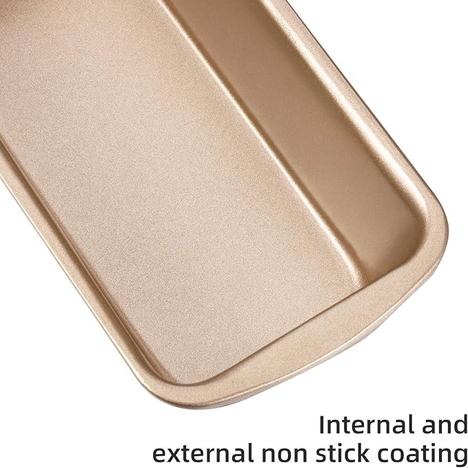 Patelai 4 Pack Small Loaf Pans for Baking Bread Non Stick Bread Pan Rectangle Baking Tray Toast Mold (Gold,7.68 x 3.74 Inch)