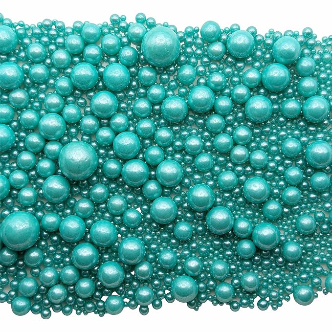 SE Si&Moos Teal Edible Pearls Teal Pearl Sprinkles for Cake Decorating Edible Cake Sugar Pearls Halloween Christmas Cookie Decorations Edible Baby Shower Cake Decorations for Cakes,Cupcakes Toppers 3.5 OZ