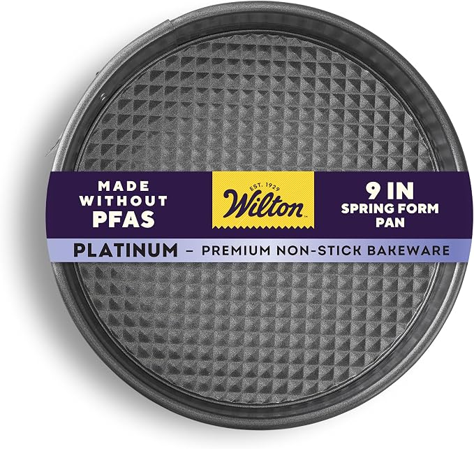 Wilton Platinum Non-Stick Spring Form Pan - Baking Pan for Cheesecakes, Deep Dish Pizzas & Bread Puddings - Scratch Resistant, Even Heat Distribution & Made Without PFAS - 9 x 2.7 Inch