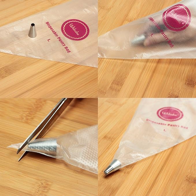 Webake 16 Inch Disposable Pastry Bags - 100pcs Large Icing Piping Bags for All Size Tips Couplers
